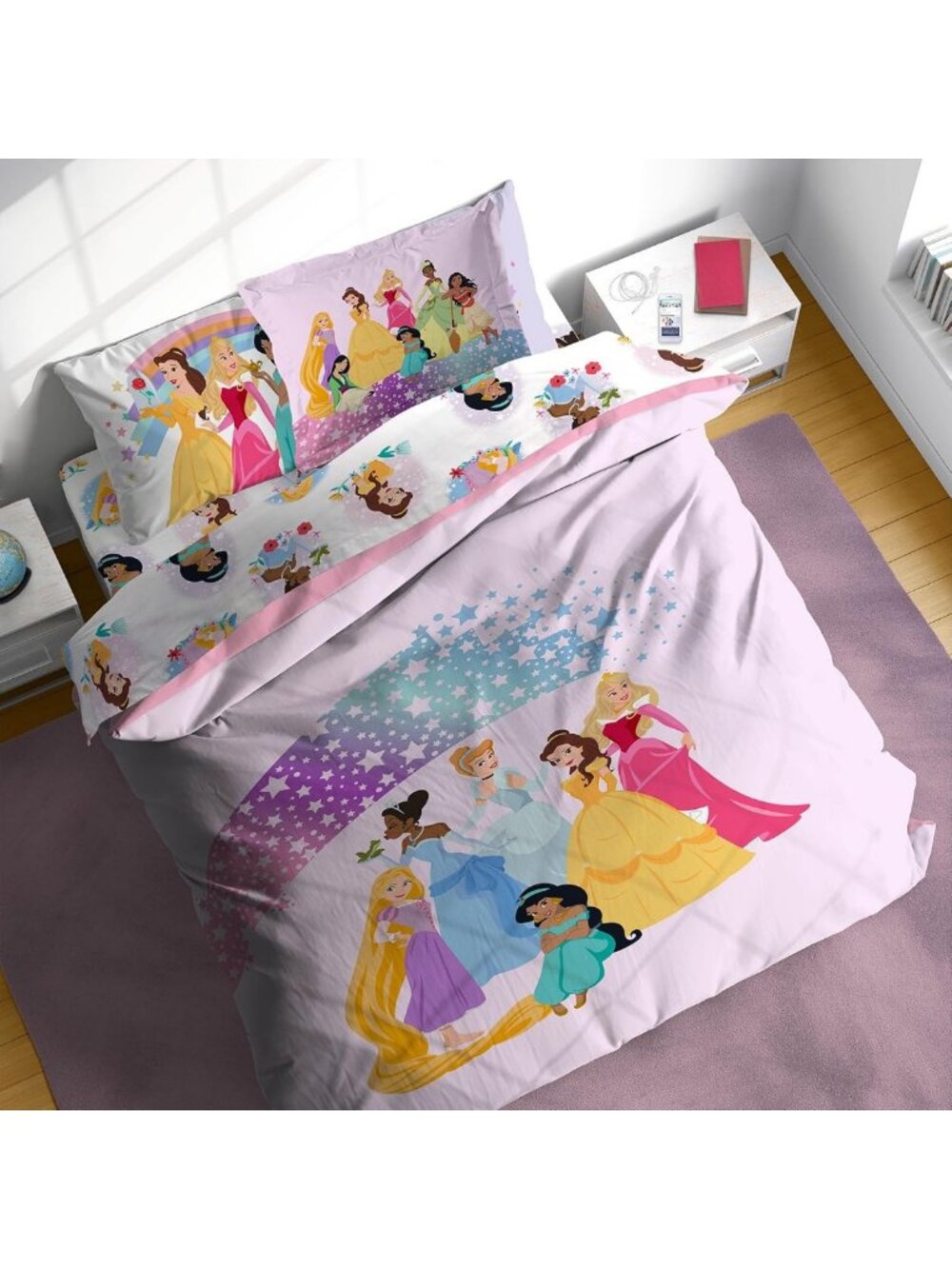 7-Piece Kids Bedding Set - Soft Comforter, Sheets & Pillow Cover, Rainbow Stars